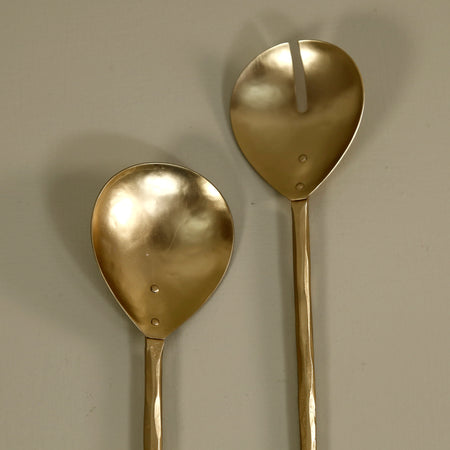 Forged Salad Servers Pair / Brass