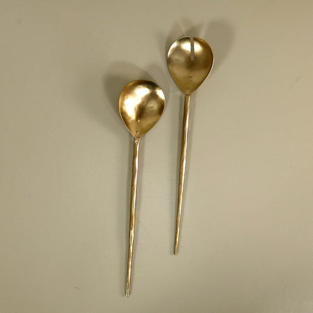 Forged Salad Servers Pair / Brass