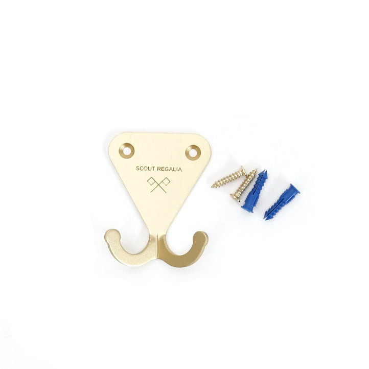 Scout Regalia Metal Double Prong Wall Hook / Anodized Brass