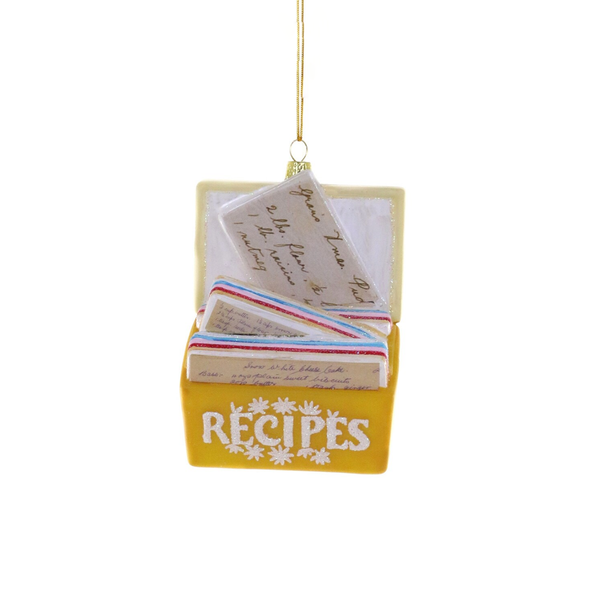 Favorite Recipes Glass Ornament / Yellow