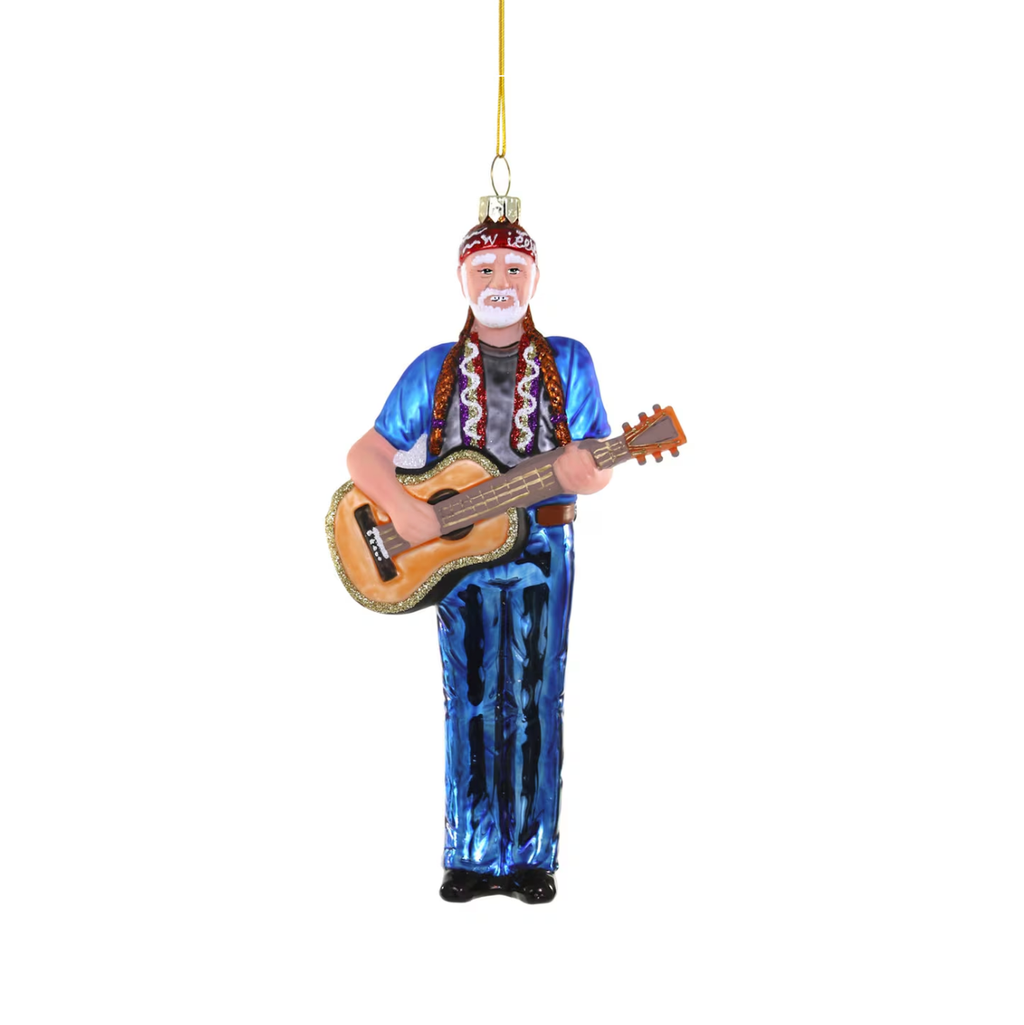 Willie Nelson Glass Ornament