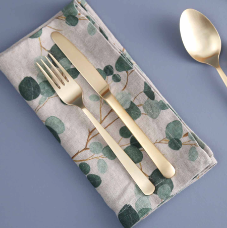 Eucalyptus on Light Natural Linen Napkins / 4pc