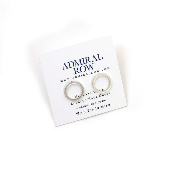 Silver Open Circle Stud Earrings / Large