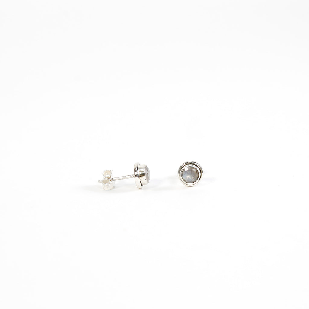 Sterling Silver Moonstone Studs