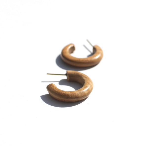 Wood Essential Hoop Earrings / Small