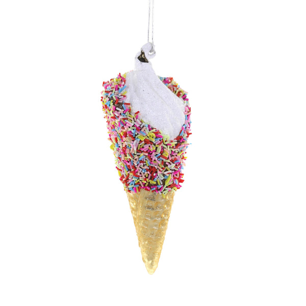 Sprinkles Ice Cream Cone Glass Ornament