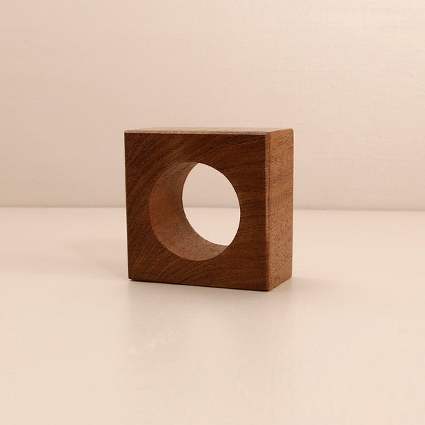 Dark Wood Napkin Ring / Square