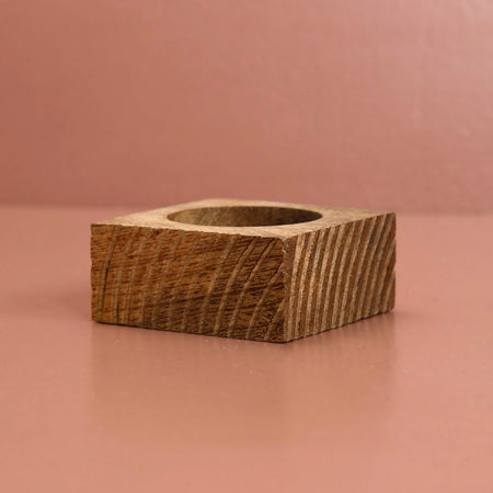 Square Wood Napkin Ring / Swirl Border