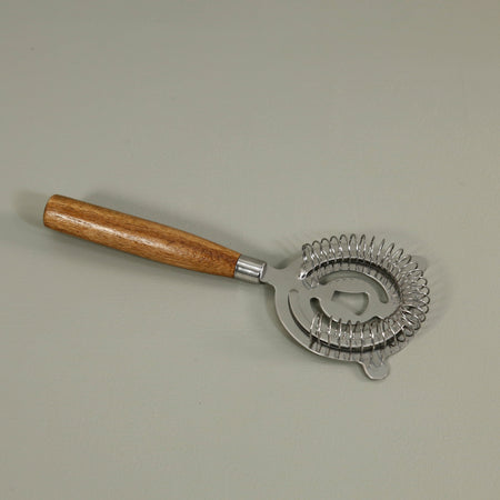 Acacia & Stainless Cocktail Strainer