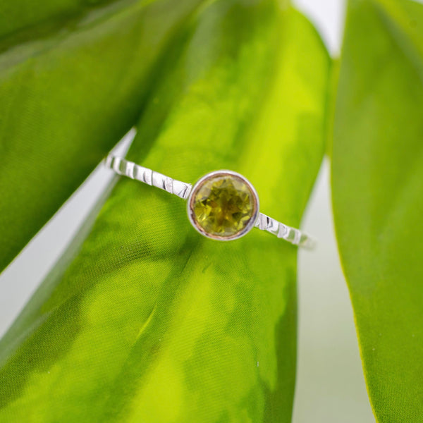 Sterling Silver Plated Peridot Band Ring