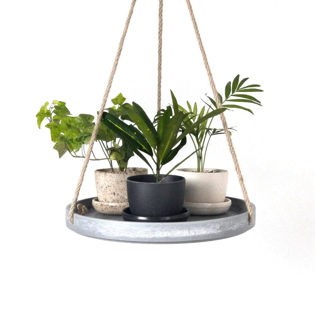 10" Recycled Plastic Hanging Plant Tray / Stone Gray