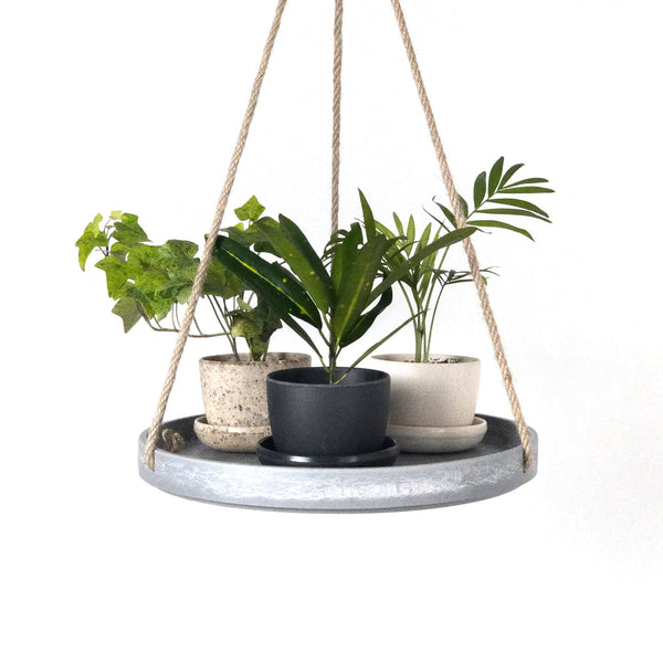 10" Recycled Plastic Hanging Plant Tray / Stone Gray
