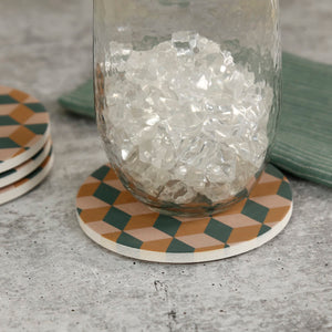 Stone Ceramic Coaster 4pc / Warm Cubes