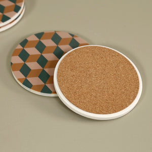 Stone Ceramic Coaster 4pc / Warm Cubes