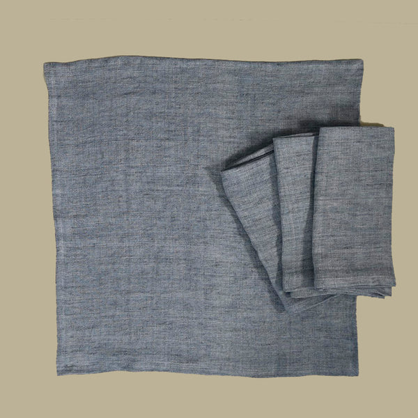 Stonewashed Linen Napkins 4pc / Dusty Blue