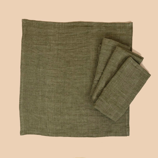 Stonewashed Linen Napkins 4pc / Sage