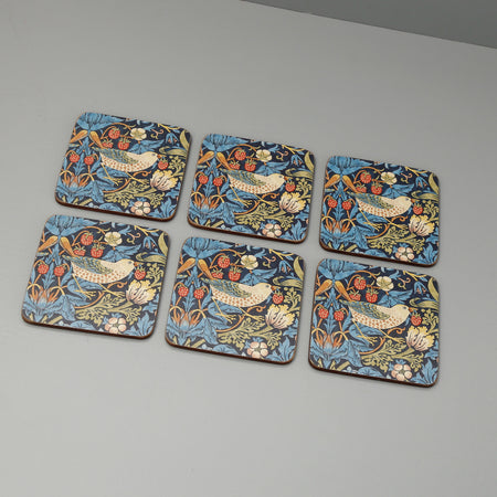 William Morris Strawberry Thief Coasters 6pc / Blue