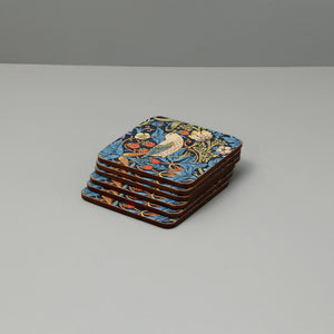 William Morris Strawberry Thief Coasters 6pc / Blue