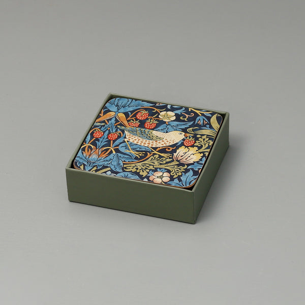 William Morris Strawberry Thief Coasters 6pc / Blue