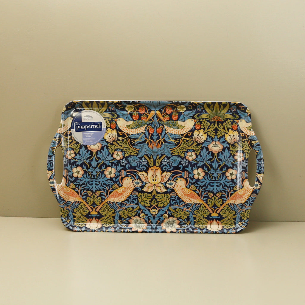 William Morris Strawberry Thief Melamine Serving Tray / Blue