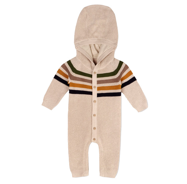 Stripe Hooded Sweater Knit Jumpsuit