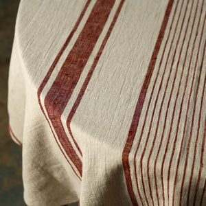 Stripes Linen Tablecloth / Burgundy