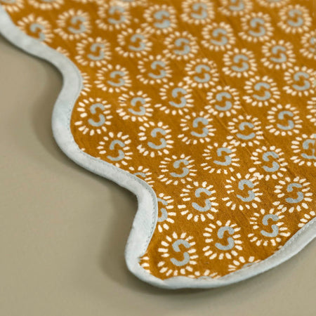 Sunburst Dark Honey Block Print Cotton Runner