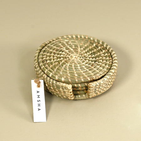 Sweetgrass Coaster Set & Holder