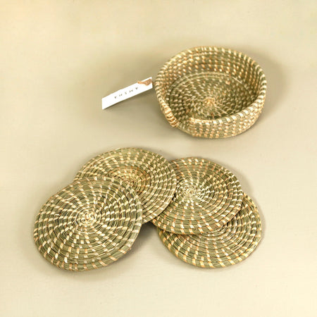 Sweetgrass Coaster Set & Holder