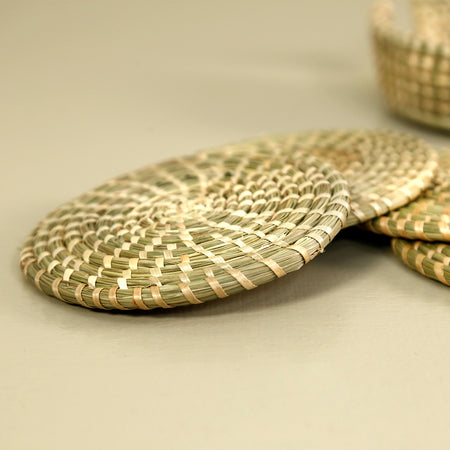 Sweetgrass Coaster Set & Holder