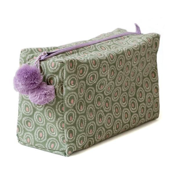 Block Print Toiletry Bag / Tangier Moss