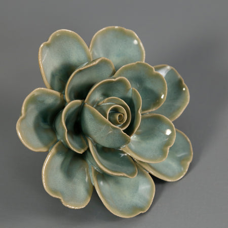 Ceramic Flower / Teal Gardenia