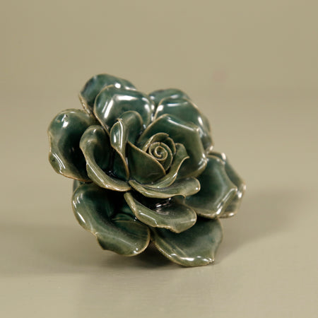 Ceramic Flower / Teal Rose