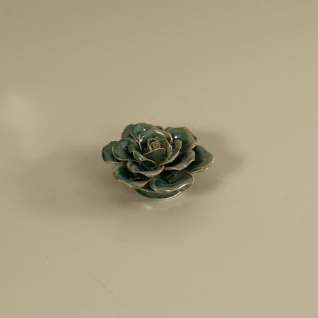 Ceramic Flower / Teal Rose