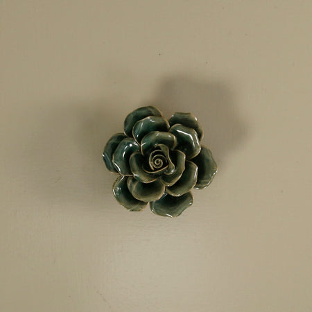 Ceramic Flower / Teal Rose