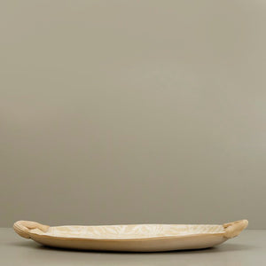 Terrafirma Handled Small Oval Platter /  Laurel / Butter