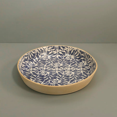 Terrafirma Large Round Cocktail Platter / Laurel / Cobalt