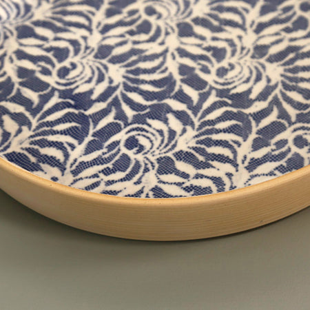 Terrafirma Large Round Cocktail Platter / Laurel / Cobalt