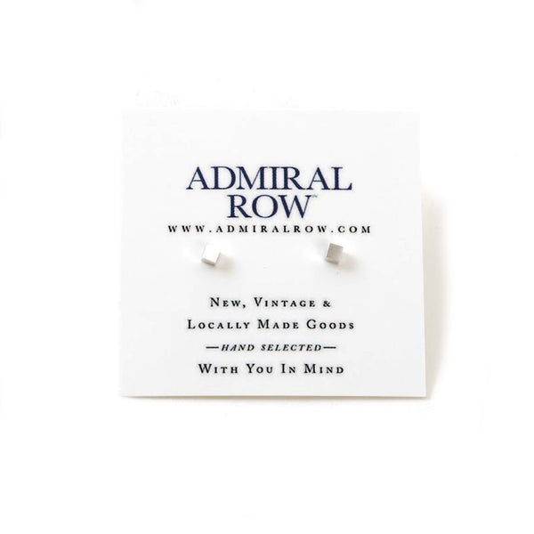 Tiny Cube Studs / Silver Plate