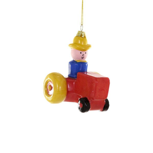 Vintage Tiny People Glass Ornament / Farmer