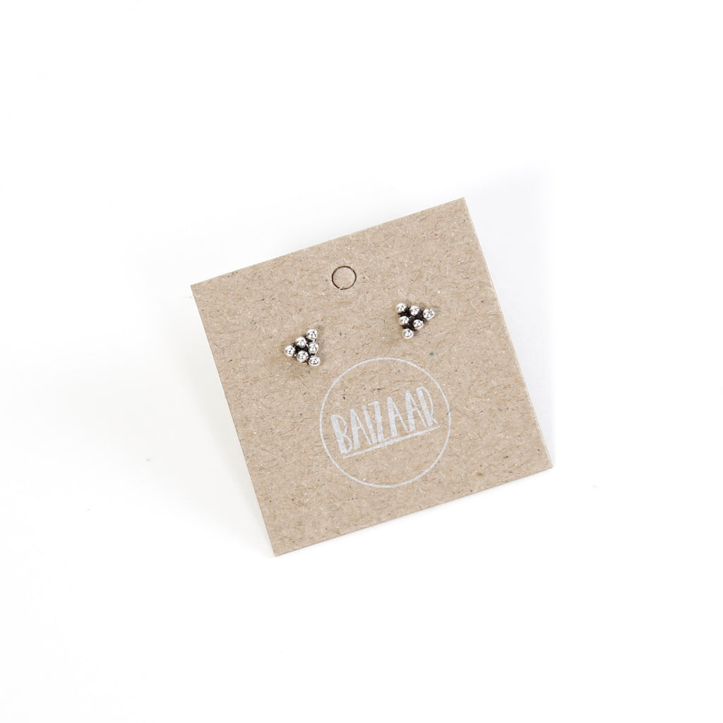 Sterling Silver Triangle Cluster Studs