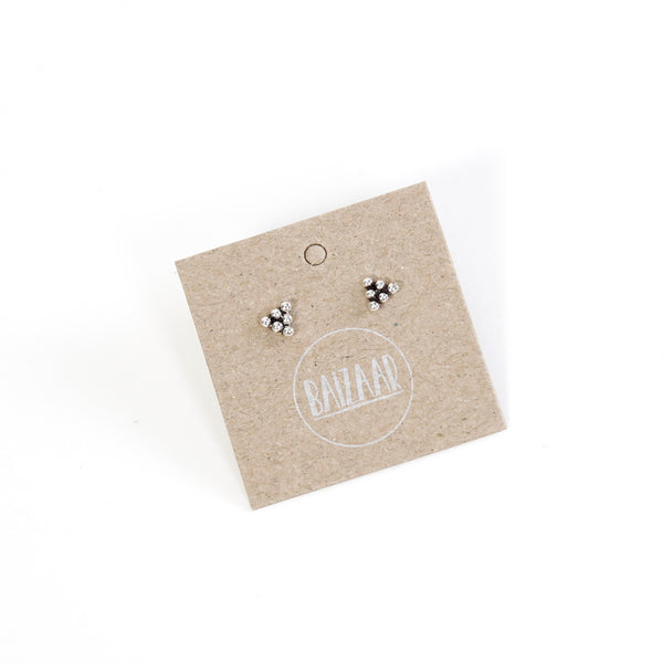 Sterling Silver Triangle Cluster Studs