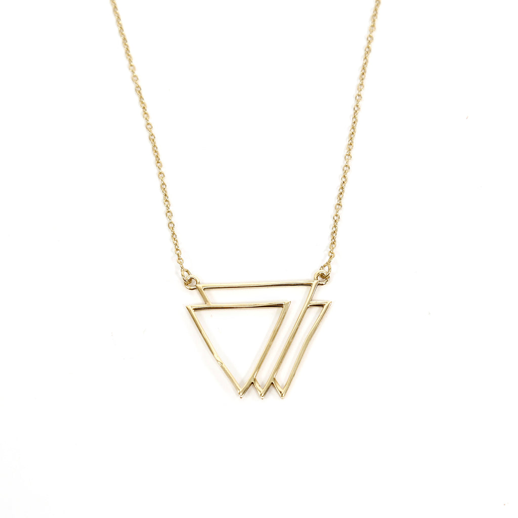 Brass Triple Triangle Necklace