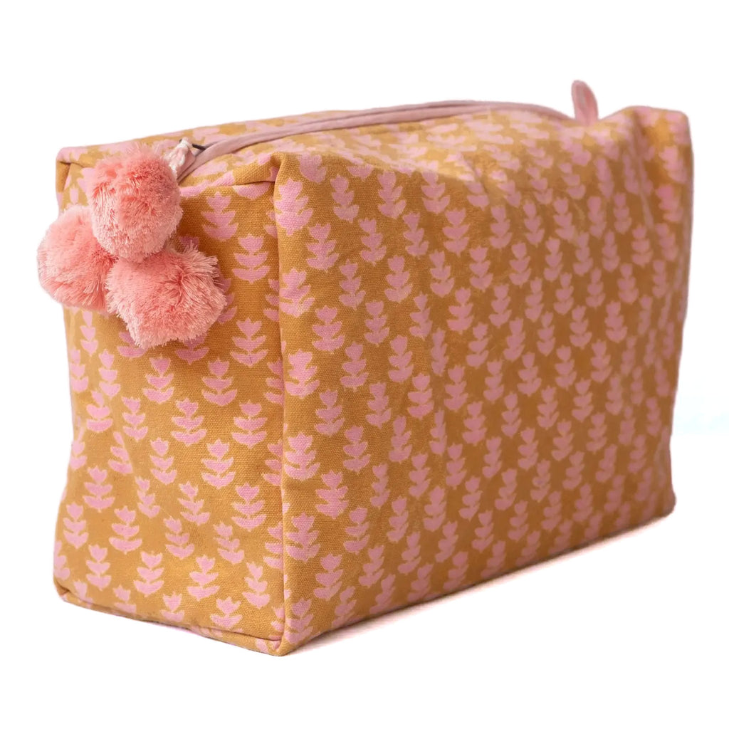 Block Print Toiletry Bag / Tula Tangerine