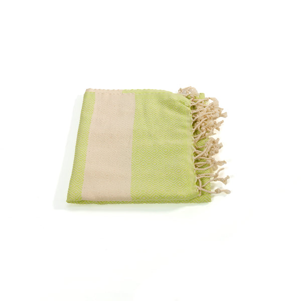 Kalkedon Turkish Cotton Hand Towel / Pistachio & Natural