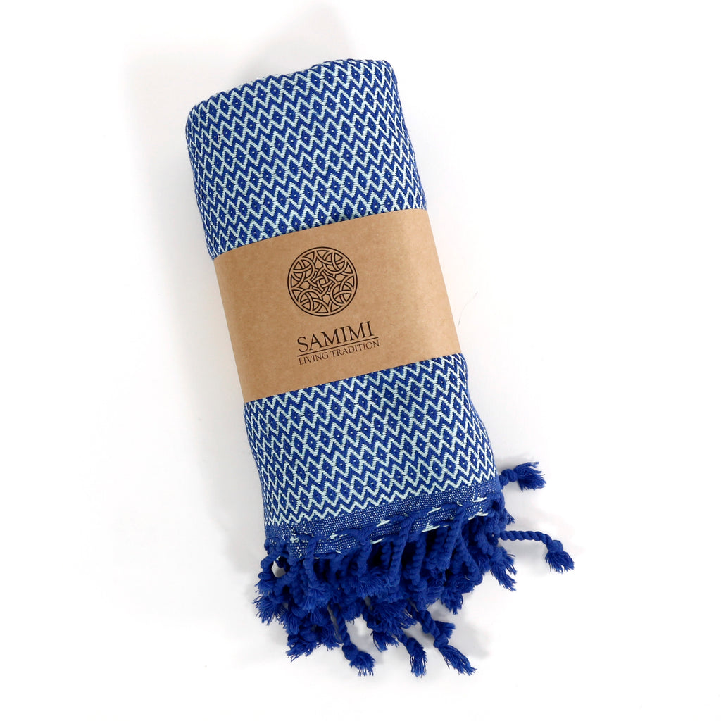 Turkish Cotton Bath Towel / Blue & Mint