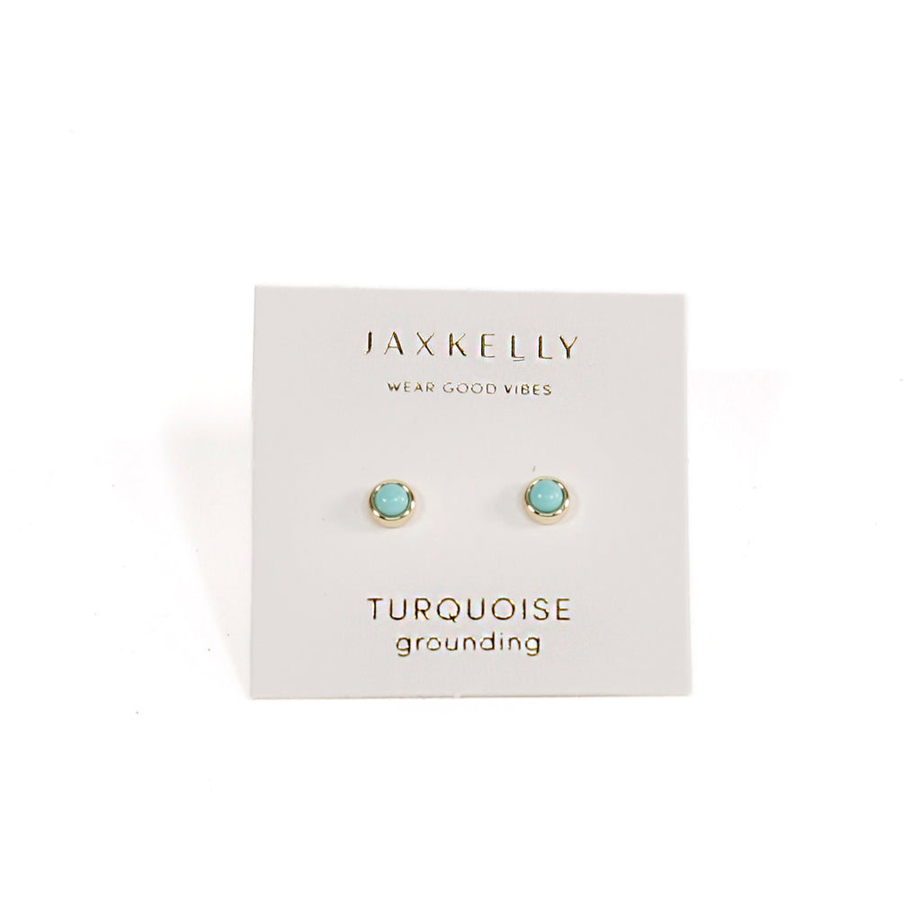 Simple 18k Gold Plated Studs / Turquoise