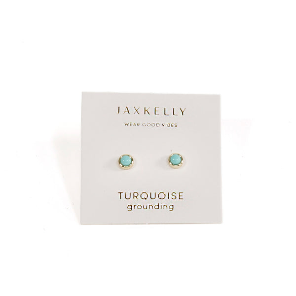 Simple 18k Gold Plated Studs / Turquoise