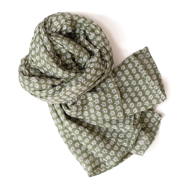 Block Print Cotton Scarf / Uma Olive