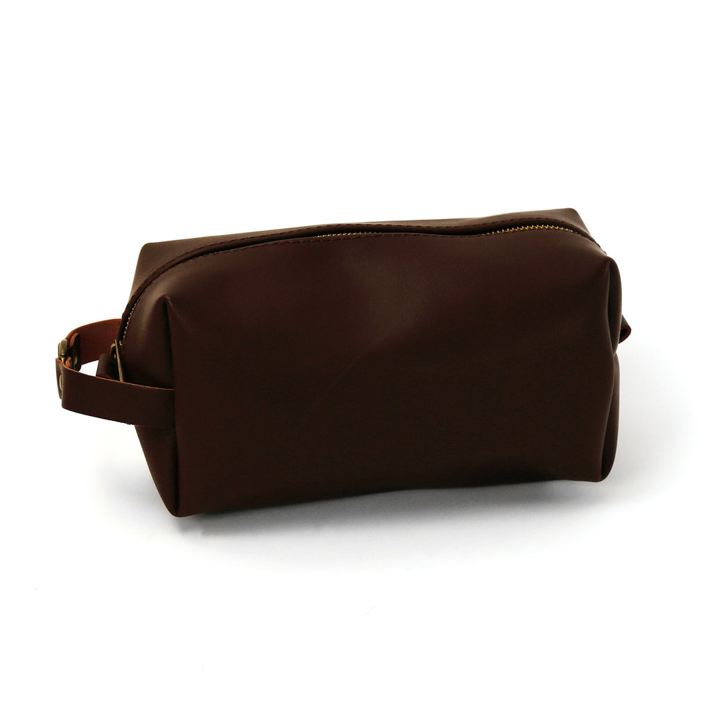 Vegan Leather Toiletry Bag / Chocolate